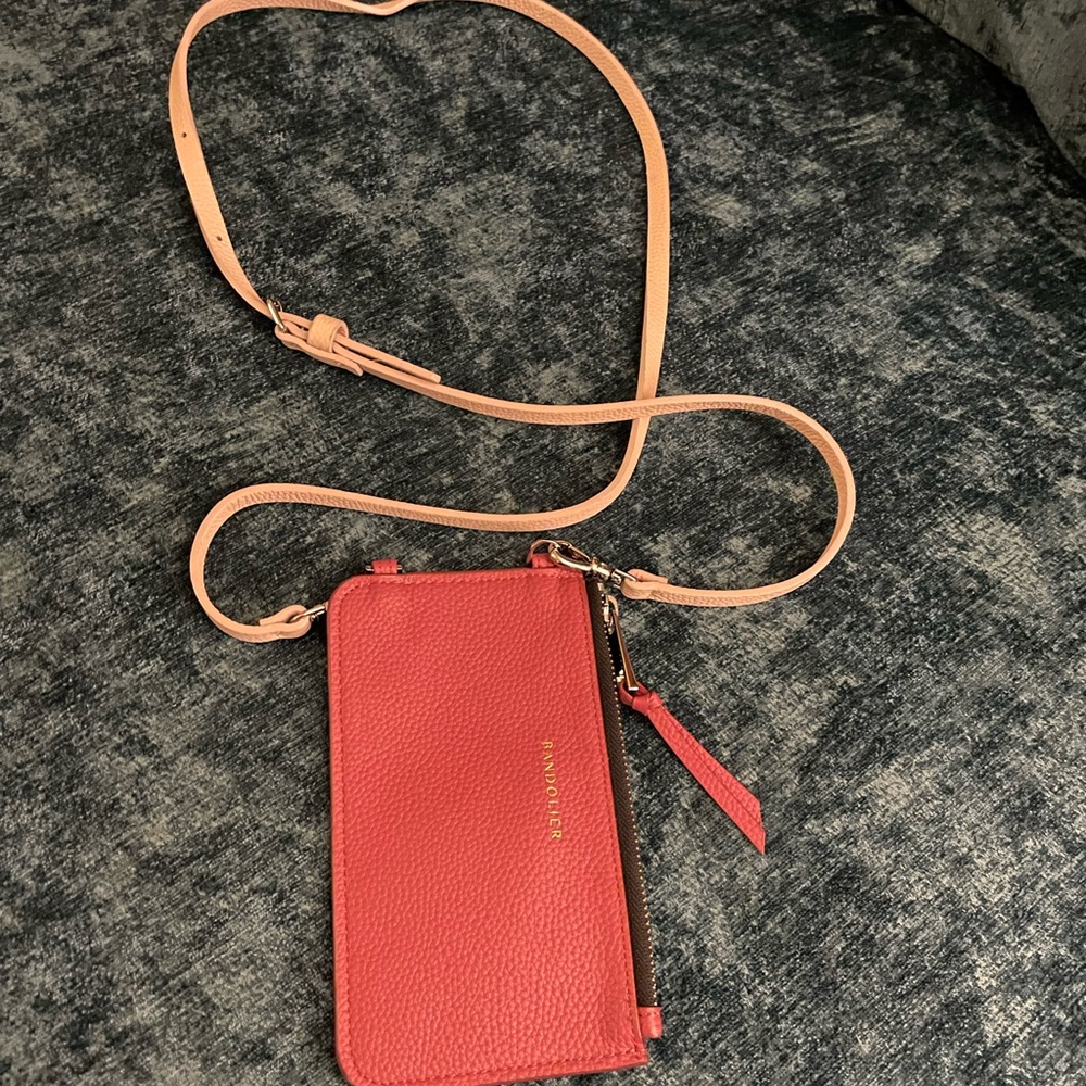 Bandolier Crossbody Pouch & Strap Pebble Leather Pink Mauve